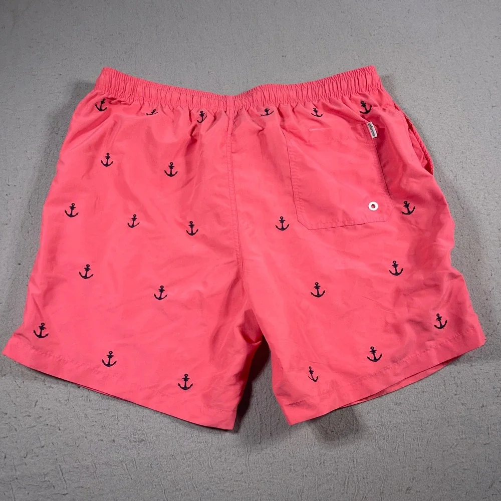 MaaMgic Swim Trunks Men‎ XXL Anchor Print  Shorts Coral Pink Beach Pool Summer